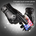 Guanti da uomo in pelle autunno inverno PU velluto caldo equitazione guida touchscreen guanti, Average