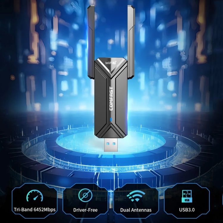 Adattatore di rete wireless USB COMFAST CF-983BE WiFi7 Tri-Band 6500Mbps Scheda di rete per PC, CF-983BE