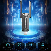 Adattatore di rete wireless USB COMFAST CF-983BE WiFi7 Tri-Band 6500Mbps Scheda di rete per PC, CF-983BE