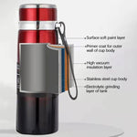 Tazza isolata in acciaio inossidabile 316, grande capacità, thermos sottovuoto, portatile, per auto, bottiglia d'acqua isolata, 800ml, 1000ml