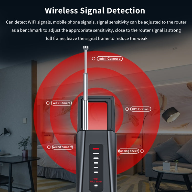 Rilevatore di telecamere nascoste Rilevatore di localizzatore GPS 5 livelli di sensibilità regolabili, T011