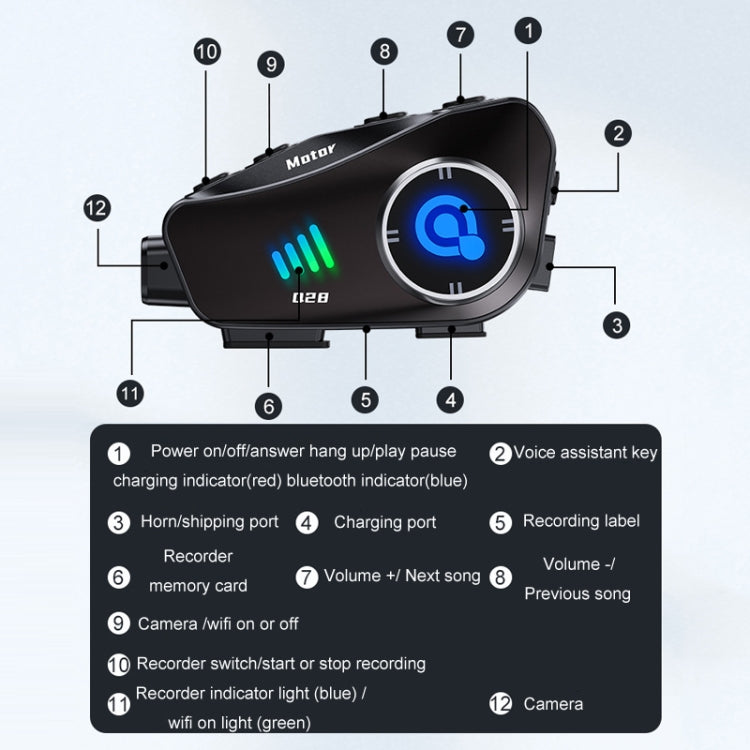 KUQIBAO Q28 Casco da motociclista con registratore Bluetooth