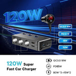 Accendisigari per auto 7 in 1 con ricarica rapida QC3.0/PD con display, TR30P