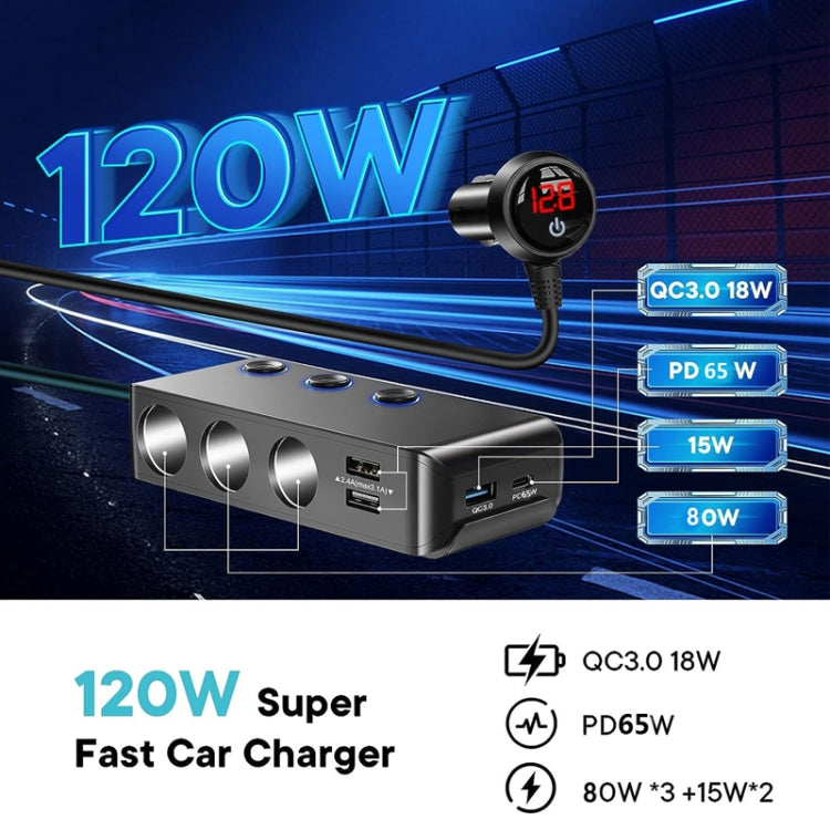 Accendisigari per auto 7 in 1 con ricarica rapida QC3.0/PD con display, TR30P