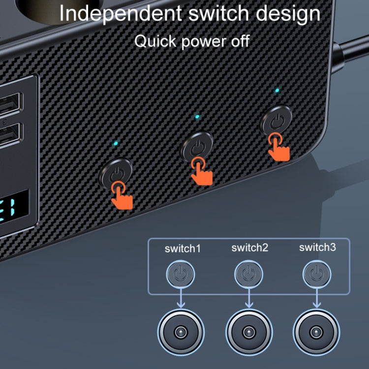 C29 9 in 1 accendisigari per auto caricabatterie rapido potente con display di tensione, C29