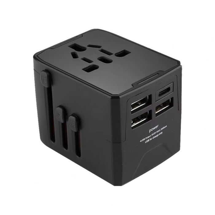 Adattatore da viaggio universale internazionale con 3 USB e 1 USB-C/Type-C, HHT520 Black, HHT520  White