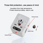 Adattatore da viaggio universale con 3 USB e 1 USB-C