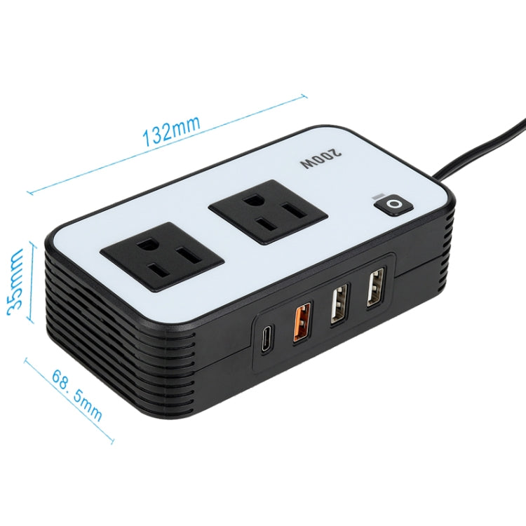 Convertitore di potenza per presa di corrente per auto inverter da 200 W, US Plug