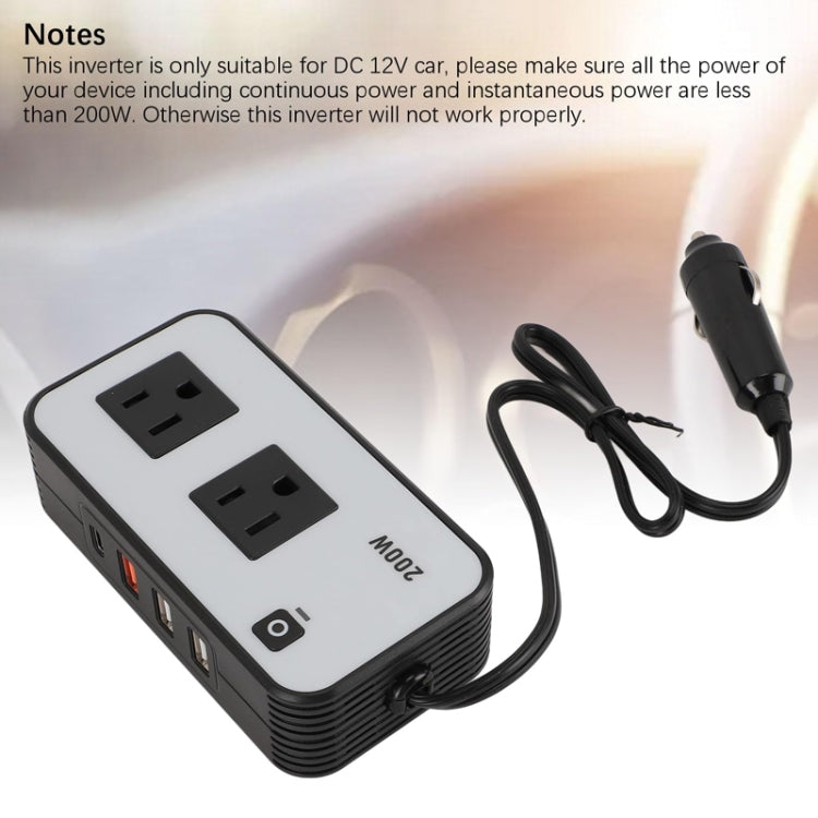 Convertitore di potenza per presa di corrente per auto inverter da 200 W, US Plug
