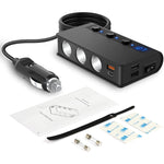 TR24 Accendisigari per auto da uno a tre con interruttore 180 W Caricabatterie rapido ad alta potenza, TR24(Black PD Version)