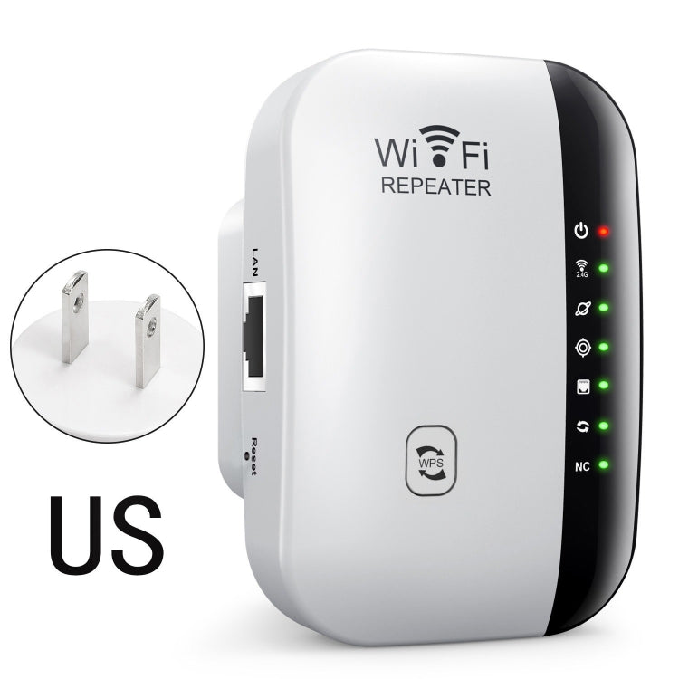 Ripetitore WIFI wireless da 300 Mbps, amplificatore di segnale di percorso 2.4G, versione a 7 luci, US Plug, EU Plug, UK Plug, AU Plug