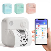 Stampante per etichette mini 200DPI Stampante termica senza inchiostro in bianco e nero con 1 rotolo di carta da stampa