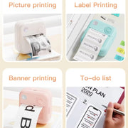 Stampante per etichette mini 200DPI Stampante termica senza inchiostro in bianco e nero con 1 rotolo di carta da stampa