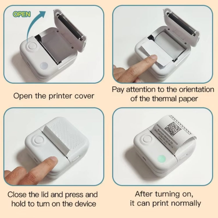 Stampante per etichette mini 200DPI Stampante termica senza inchiostro in bianco e nero con 1 rotolo di carta da stampa