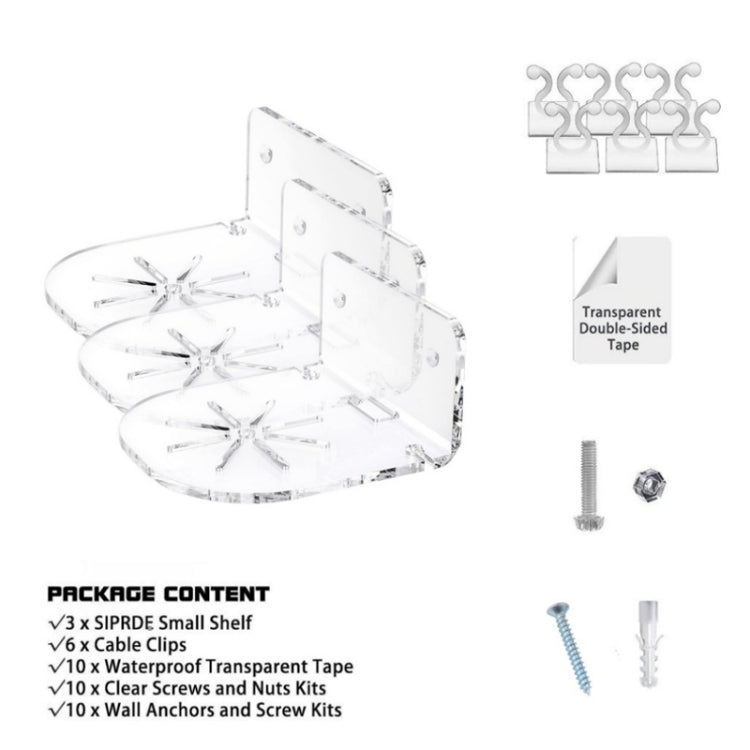 Set 3 staffe da parete in acrilico per baby monitor