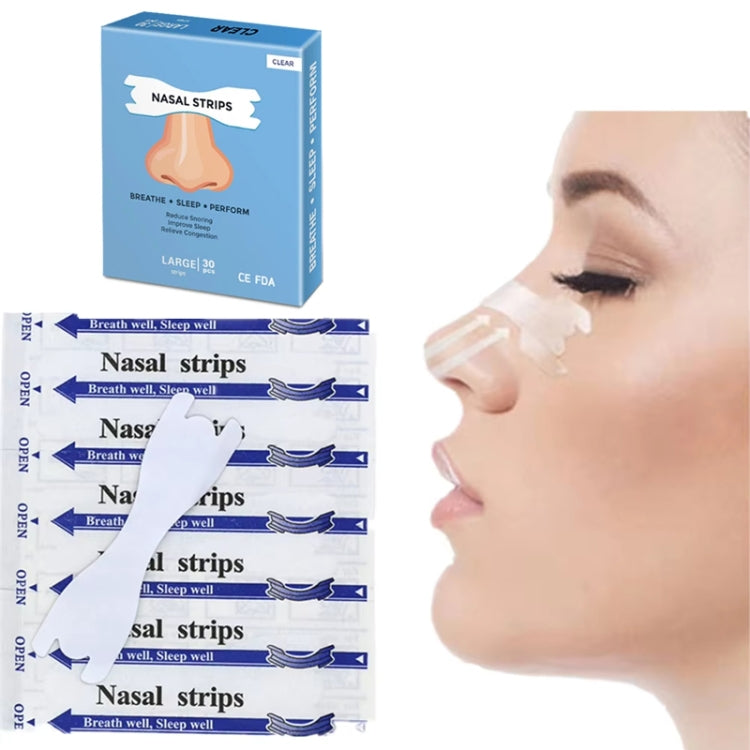 30 pezzi/confezione di strisce nasali trasparenti per migliorare il sonno, ridurre il russare 66x19mm