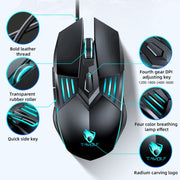 T-WOLF G560 6 tasti Cool Breathing Light Gaming Mouse cablato Mouse meccanico silenzioso da ufficio