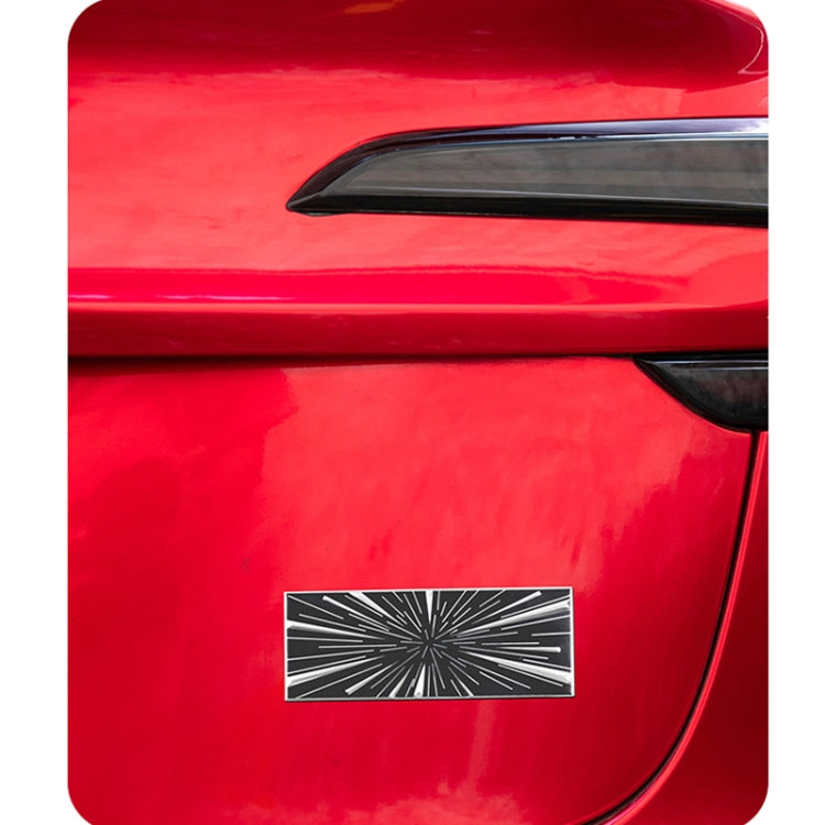 Per etichetta posteriore decorazione auto Tesla Model 3/Y 2024, Time Tunnel Label Metal, PLAID Tail Label Sticker
