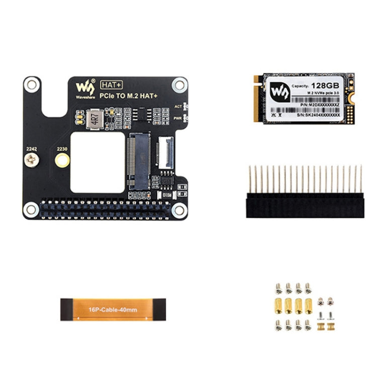 Waveshare per Raspberry Pi 5 Adattatore PCIe a M.2, protocollo NVMe SSD M.2, Basic Kit, Basic Kit + 128GB, Basic Kit + 256GB