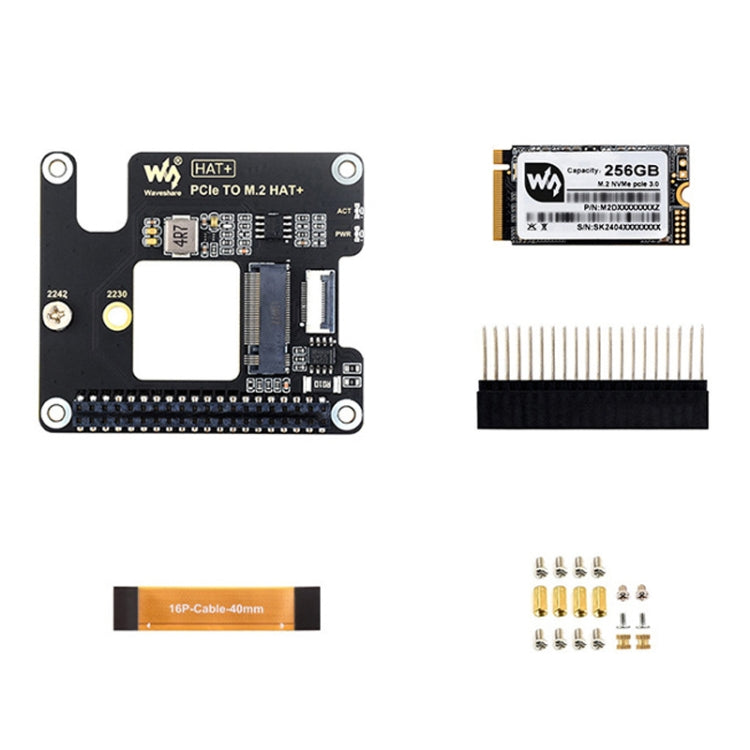 Waveshare per Raspberry Pi 5 Adattatore PCIe a M.2, protocollo NVMe SSD M.2, Basic Kit, Basic Kit + 128GB, Basic Kit + 256GB