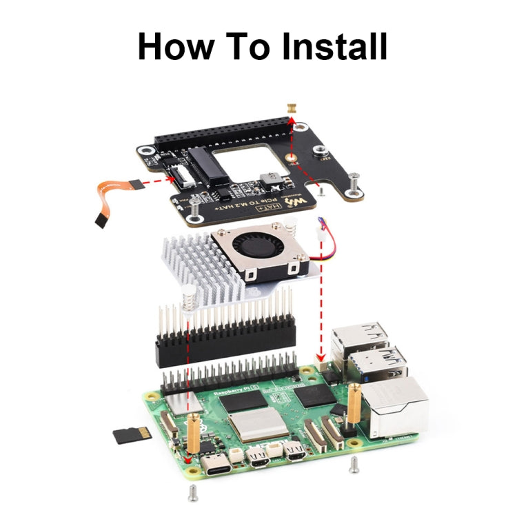 Waveshare per Raspberry Pi 5 Adattatore PCIe a M.2, protocollo NVMe SSD M.2, Basic Kit, Basic Kit + 128GB, Basic Kit + 256GB