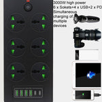 Multipresa con protezione anti-fulmine 6 prese 4 USB 2 PD
