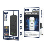 Protezione da sovraccarico anti-fulmine 4USB+2PD+6 fori presa, Black EU Plug, Black US Plug, Black UK Plug, White EU Plug, White US Plug, White UK Plug