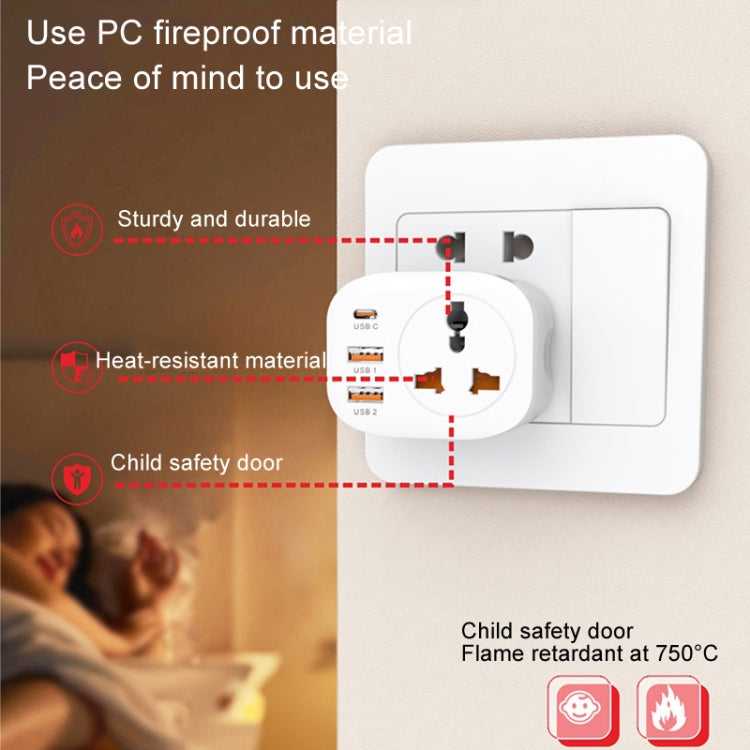 Convertitore universale spina 2USB+presa convertitore intelligente tipo C, UK Plug, US Plug, EU Plug