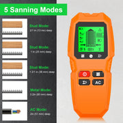 HW-QB6 5 in 1 scanner da parete portatile rilevatore di montanti Rilevamento di cavi elettrici sotto tensione in metallo e corrente in legno, HW-QB6 Black, HW-QB6 Orange, HW-QB6 (White