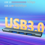 Stazione di docking wireless Side Plug 4 in 1 Hub per cavi per computer multifunzionali, Type-C 3.0 Silver, Type-C 3.0 Gray, USB 3.0 Silver, USB 3.0 Gray