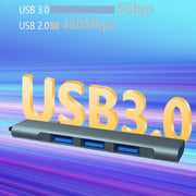 Stazione di docking wireless Side Plug 4 in 1 Hub per cavi per computer multifunzionali, Type-C 3.0 Silver, Type-C 3.0 Gray, USB 3.0 Silver, USB 3.0 Gray