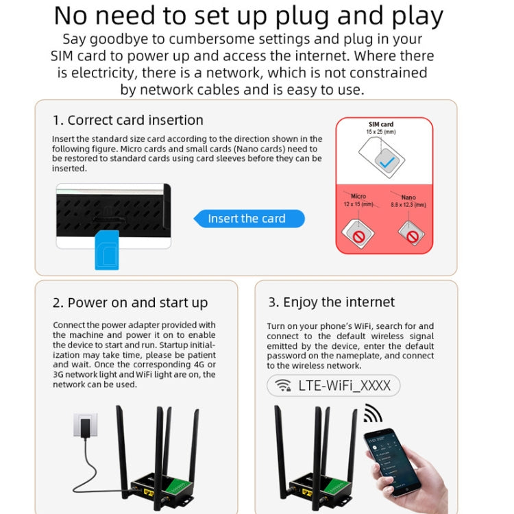 Router wireless 4G con antenna di estensione staccabile, rete di monitoraggio LTE, hotspot WiFi, spina UE, LT210B