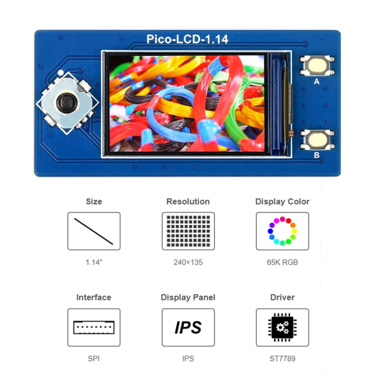 Waveshare 19340 per Raspberry Pi Pico 1.14 pollici 65K colori LCD Display Module, 1.14inch LCD