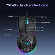 Mouse cablato da gioco T-WOLF G520 a 7 tasti RGB Marquee Honeycomb Hollow