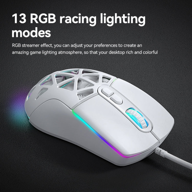 Mouse cablato da gioco T-WOLF G520 a 7 tasti RGB Marquee Honeycomb Hollow