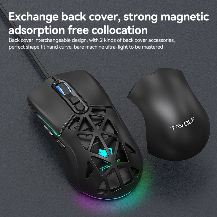 Mouse cablato da gioco T-WOLF G520 a 7 tasti RGB Marquee Honeycomb Hollow