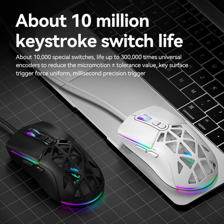 Mouse cablato da gioco T-WOLF G520 a 7 tasti RGB Marquee Honeycomb Hollow