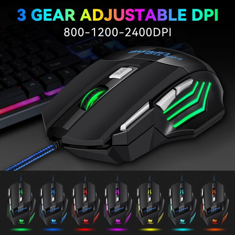 Mouse da gioco cablato USB con luce RGB Atmosphere T-WOLF M1 a 7 tasti