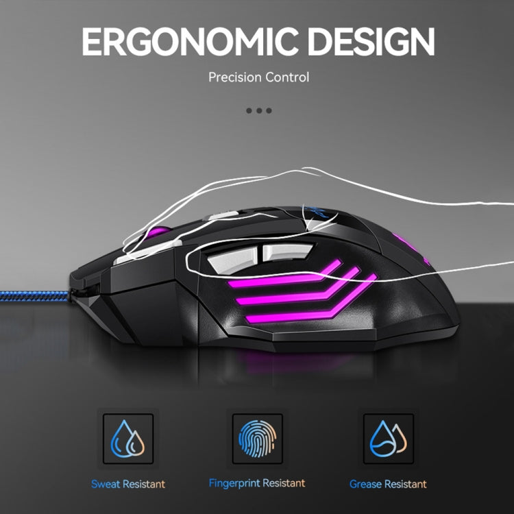 Mouse da gioco cablato USB con luce RGB Atmosphere T-WOLF M1 a 7 tasti