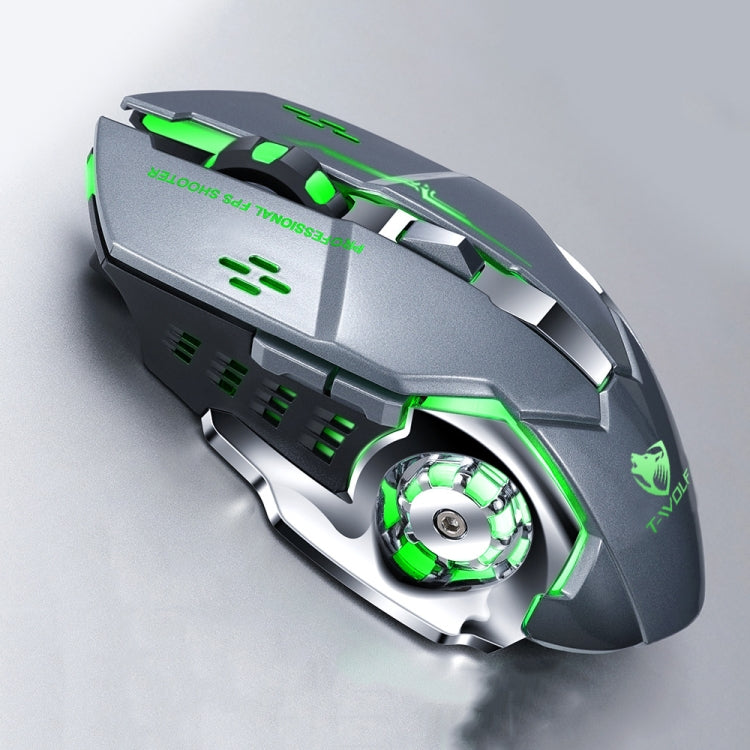 Mouse wireless da gioco con luce colorata RGB T-WOLF Q13 2,4 GHz a 6 tasti, Single Mode Black, Single Mode Star Black, Single Mode White, Single Mode Gray, Dual Mode Black, Dual Mode Star Black, Dual Mode White, Dual Mode Gray