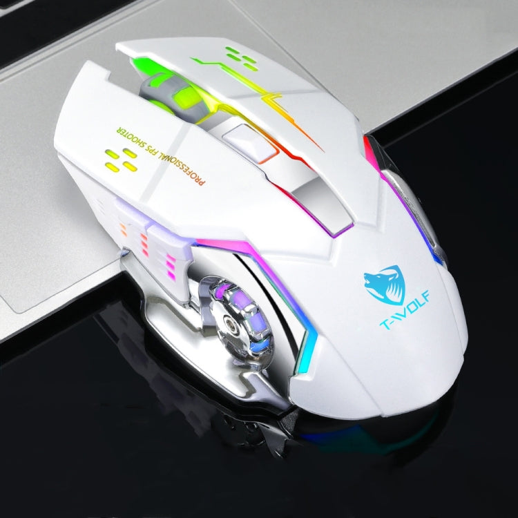 Mouse wireless da gioco con luce colorata RGB T-WOLF Q13 2,4 GHz a 6 tasti, Single Mode Black, Single Mode Star Black, Single Mode White, Single Mode Gray, Dual Mode Black, Dual Mode Star Black, Dual Mode White, Dual Mode Gray