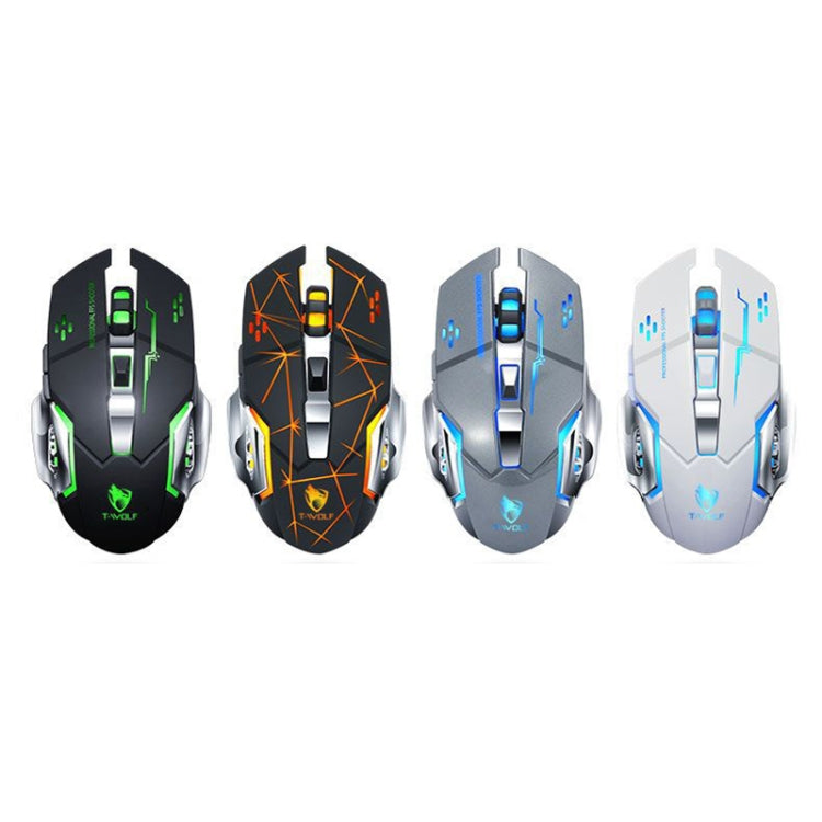 Mouse wireless da gioco con luce colorata RGB T-WOLF Q13 2,4 GHz a 6 tasti, Single Mode Black, Single Mode Star Black, Single Mode White, Single Mode Gray, Dual Mode Black, Dual Mode Star Black, Dual Mode White, Dual Mode Gray