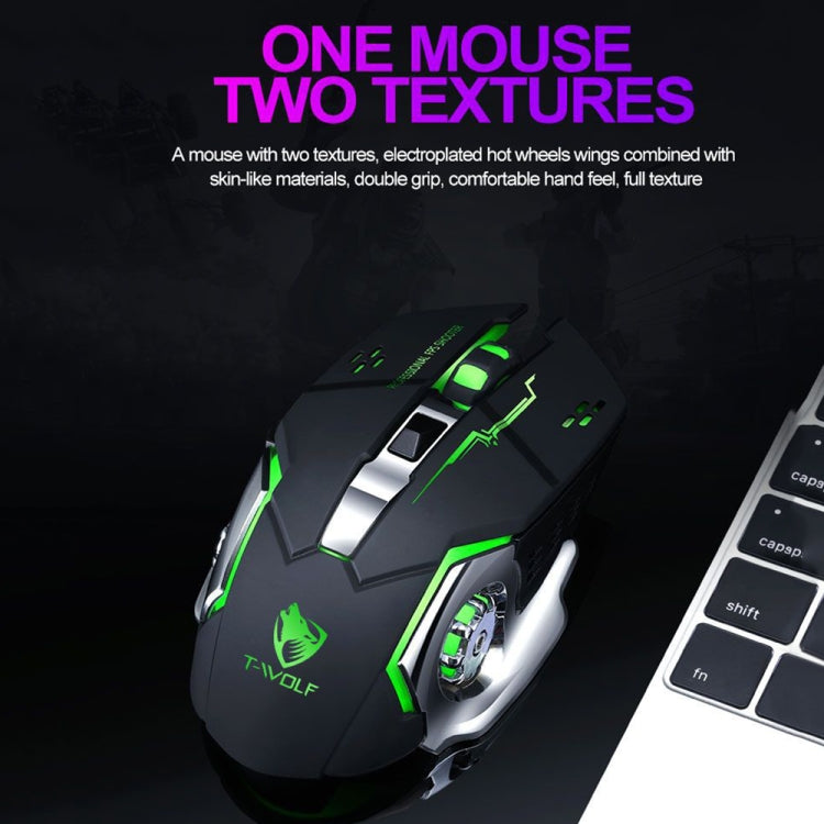 Mouse wireless da gioco con luce colorata RGB T-WOLF Q13 2,4 GHz a 6 tasti, Single Mode Black, Single Mode Star Black, Single Mode White, Single Mode Gray, Dual Mode Black, Dual Mode Star Black, Dual Mode White, Dual Mode Gray