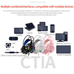 YINDIAO Q7 Cuffie da gioco USB con cavo per computer con luce colorata, Dual 3.5mm + USB Black, Dual 3.5mm + USB White, Dual 3.5mm + USB Pink, USB7.1 Sound Card Black, USB7.1 Sound Card White, USB7.1 Sound Card Pink