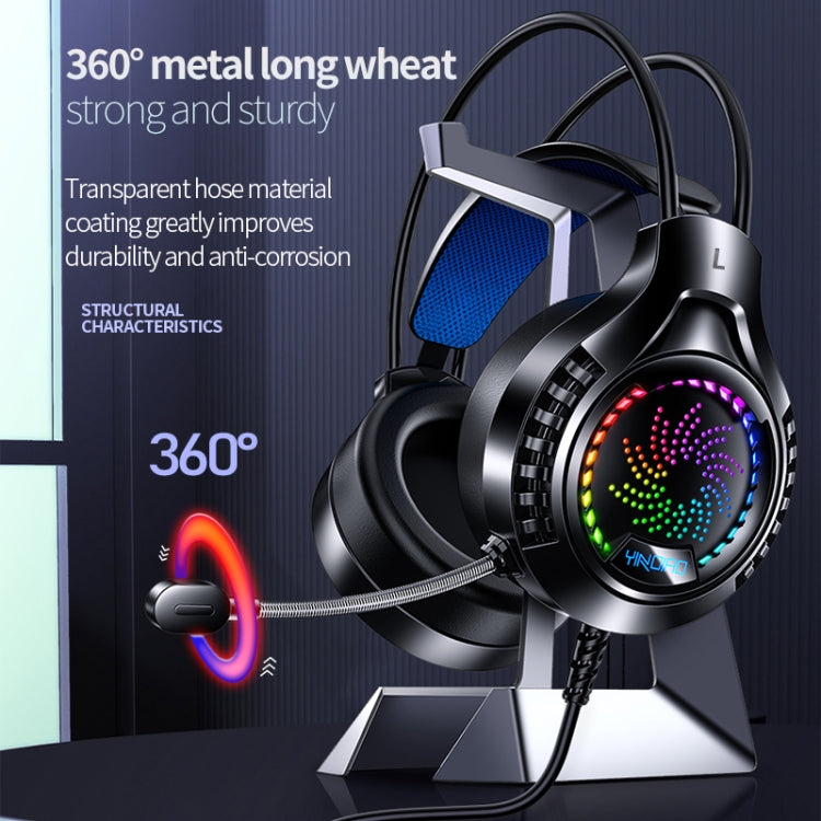 YINDIAO Q7 Cuffie da gioco USB con cavo per computer con luce colorata, Dual 3.5mm + USB Black, Dual 3.5mm + USB White, Dual 3.5mm + USB Pink, USB7.1 Sound Card Black, USB7.1 Sound Card White, USB7.1 Sound Card Pink