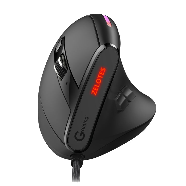 ZELOTES T50 Mouse cablato ergonomico con impugnatura verticale e effetto di illuminazione RGB a 9 tasti, T50
