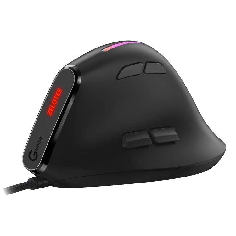 ZELOTES T50 Mouse cablato ergonomico con impugnatura verticale e effetto di illuminazione RGB a 9 tasti, T50