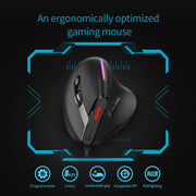 ZELOTES T50 Mouse cablato ergonomico con impugnatura verticale e effetto di illuminazione RGB a 9 tasti, T50