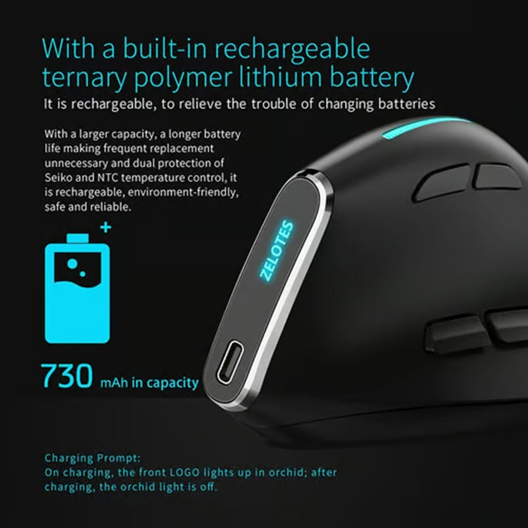 ZELOTES F36 9 tasti impugnatura verticale programmazione ergonomica doppio Bluetooth + mouse wireless 2.4G, F36 (White), F36 (Black)