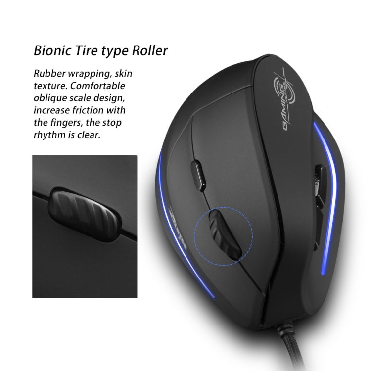 Mouse cablato ergonomico per laptop con impugnatura verticale a 6 tasti ZELOTES T20, T20